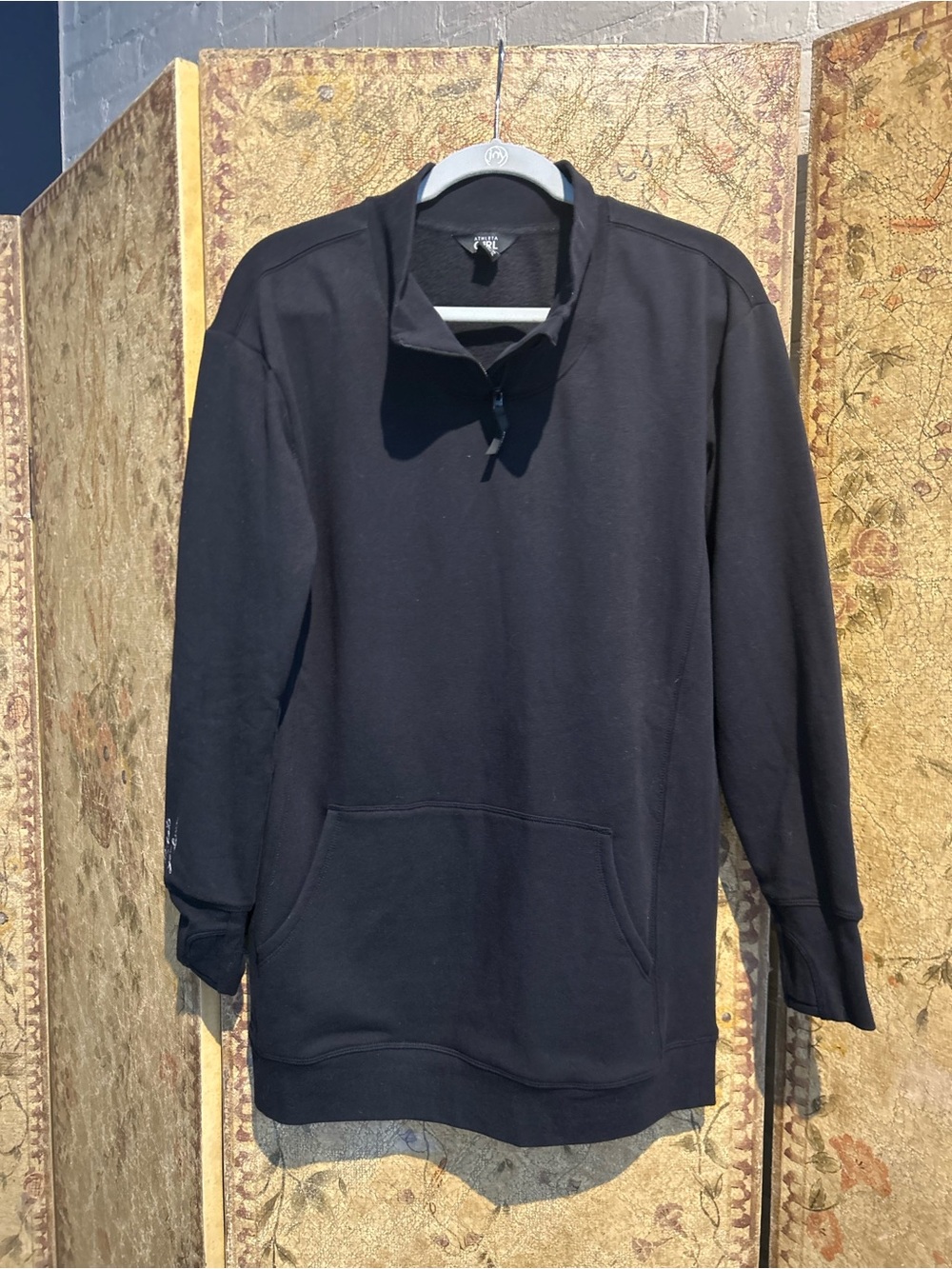 Athleta Girl Retro Active Black Quarter-Zip Pullover Sweatshirt Size XXL